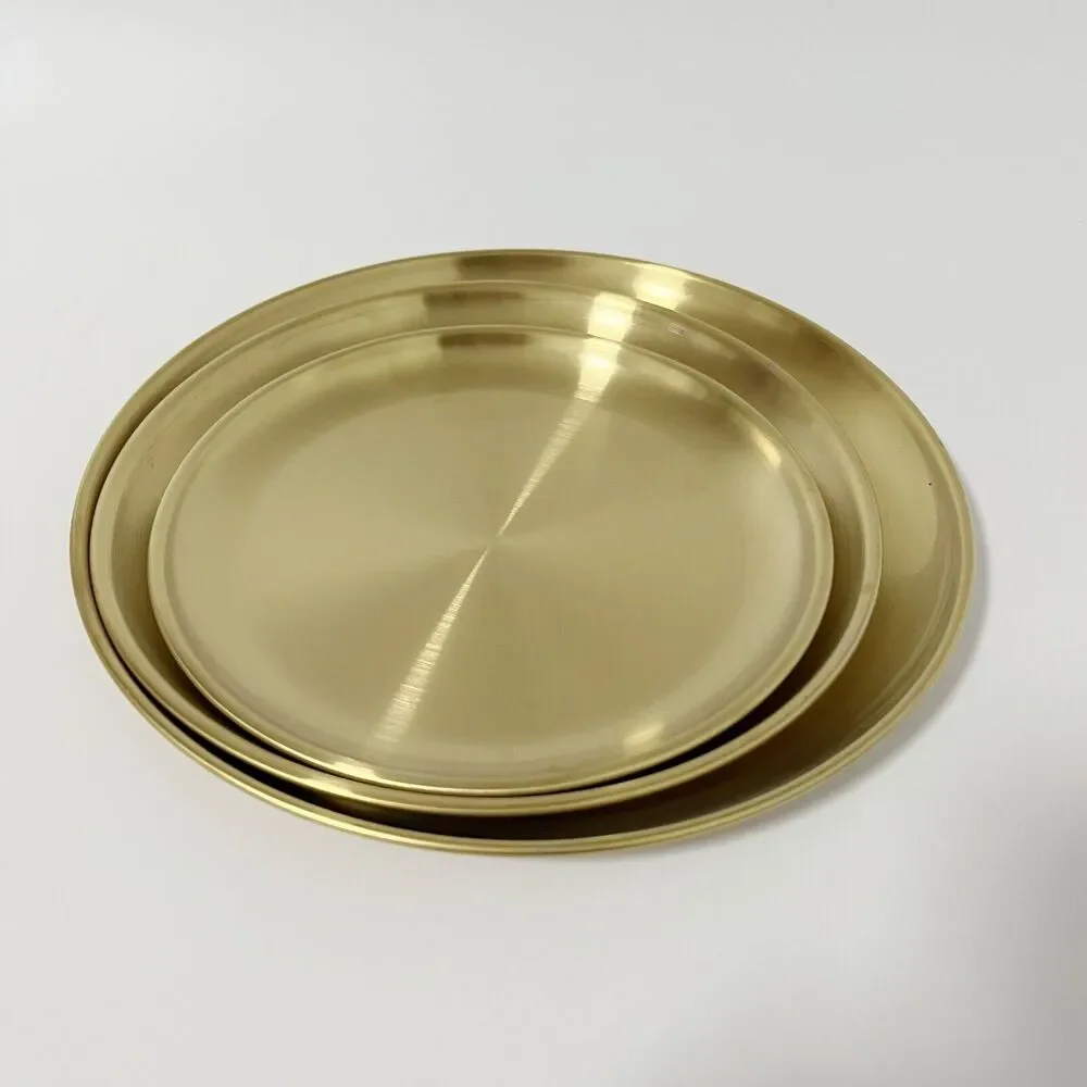 3 Pcs Stainless Steel Plates Lightweight Unbreakable Dinner Dishes Plates Set US